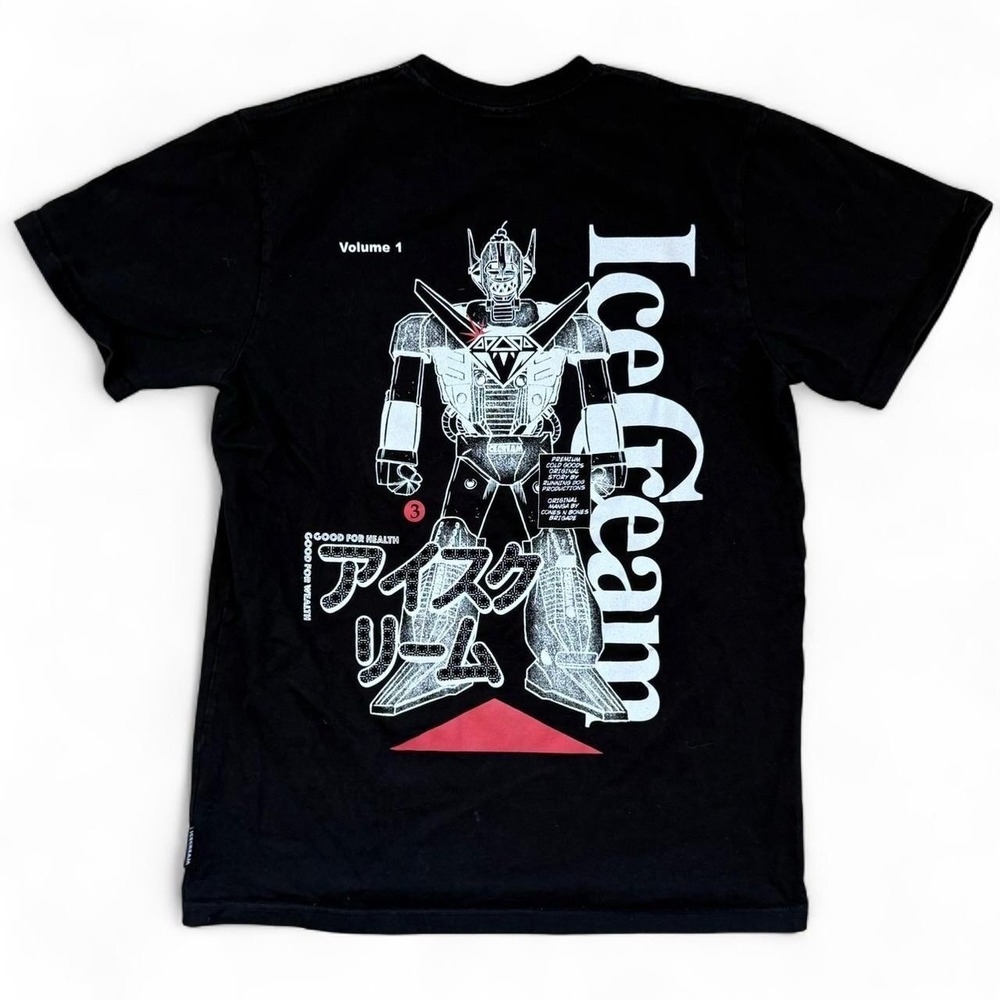Ice Cream Invader Black T-Shirt Adult Medium Streetwear Black Graphic Tee Skater